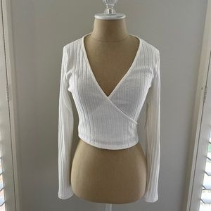 Off White Ribbed Crop Top